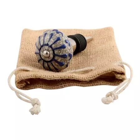 Blue Wheel Crackle Ceramic Wine Stopper